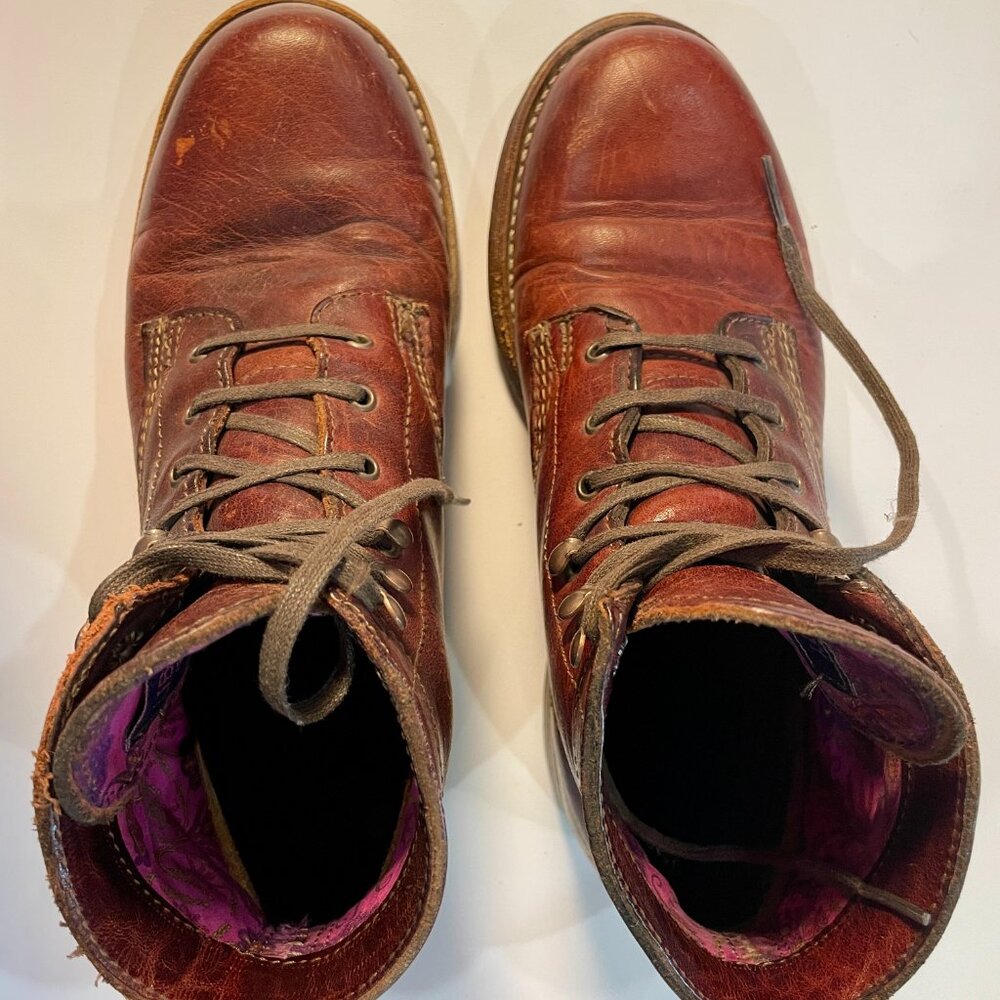 RARE Wolverine 1000 Mile Plain Toe Leather Boots Liberty Arts Size 6 Dark Red - Picture 4 of 5